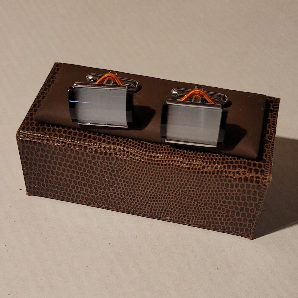 Men's Sterling Silver & Glass Cufflinks